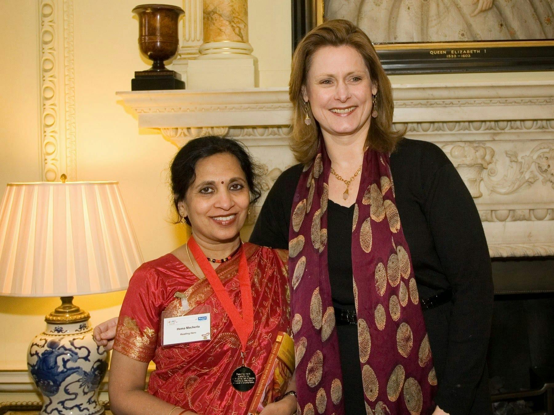 Receiving the Reading Hero Award, from the Prime Minister's wife, Mrs. Sarah Brown, at 10 Downing Street in 2009